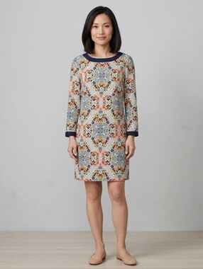 J.Crew Dress Size 0 Misty Fog Floral 3/4 Sleeve Casual Silky Multicolor